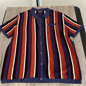 PJ Paul Jones Men's Striped Knit Button Down Polo XXL